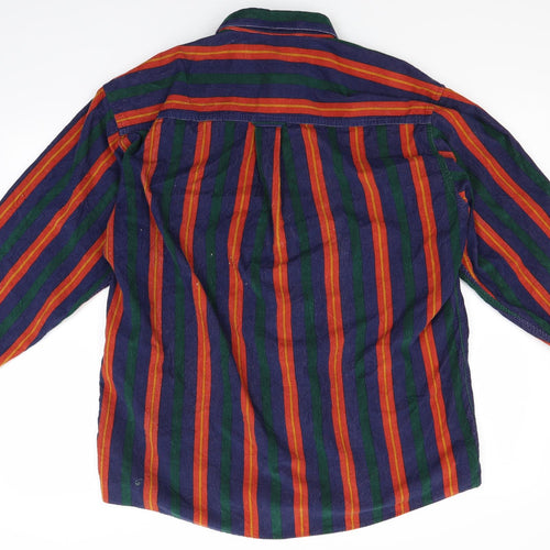 Melka Mens Blue Striped Corduroy  Button-Up Size 15.5