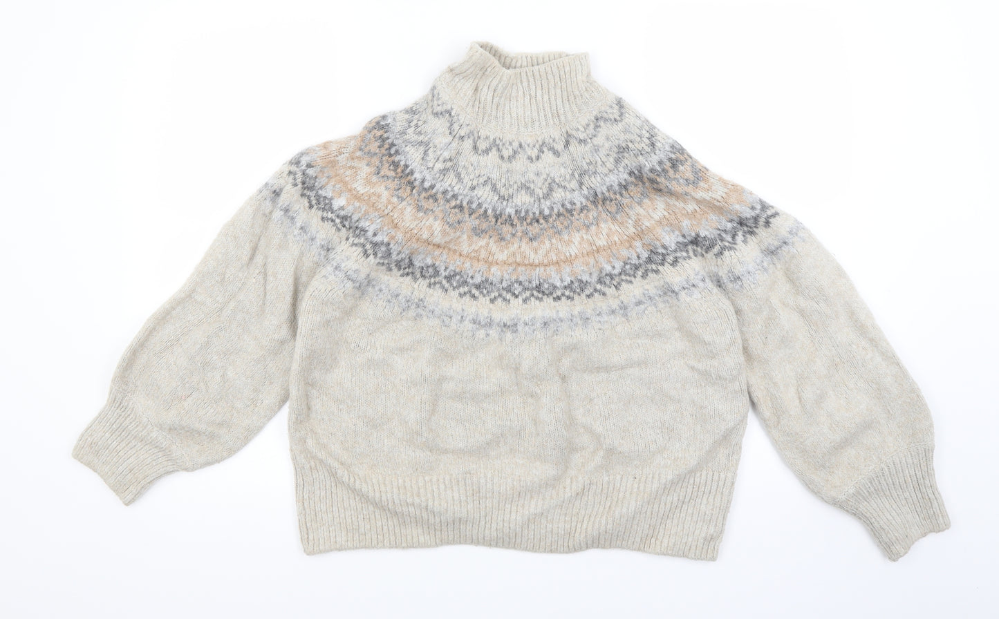 Marks and Spencer Womens Beige Fair Isle Knit Pullover Jumper Size L