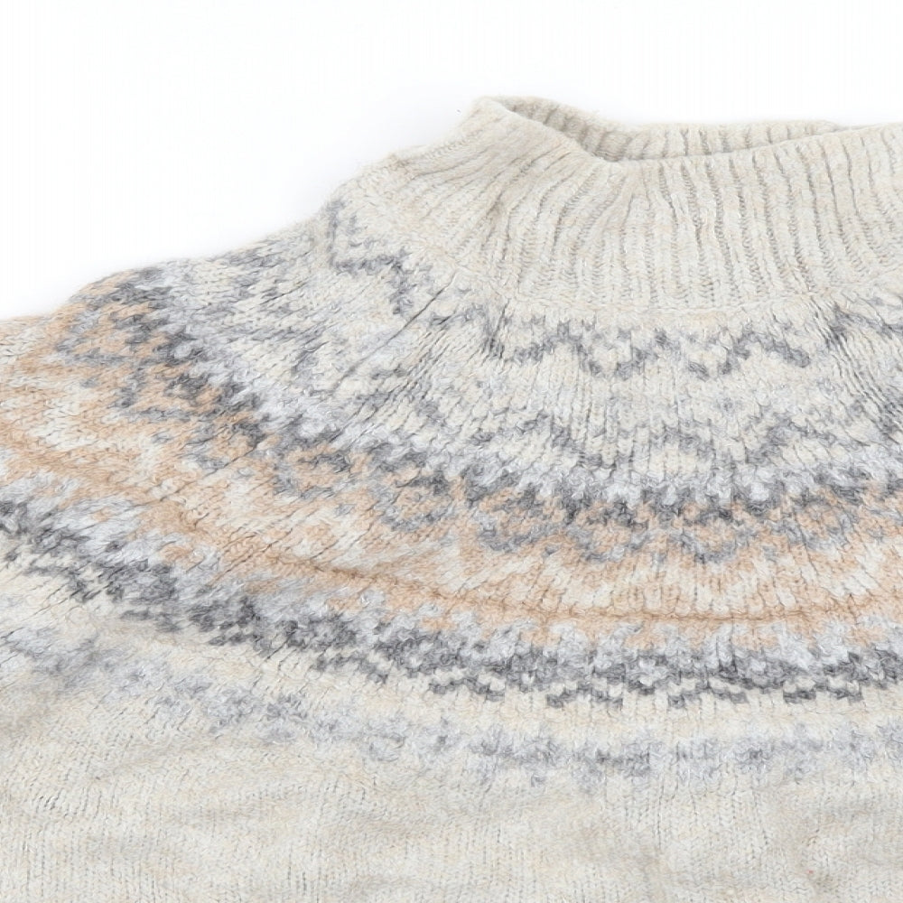 Marks and Spencer Womens Beige Fair Isle Knit Pullover Jumper Size L