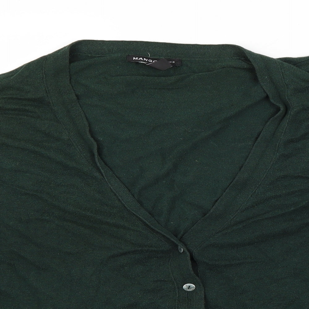 Mango Mens Green  Knit Cardigan Jumper Size L