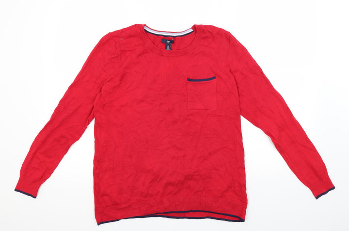 Gap Mens Red Knit Pullover Jumper Size M - Contrast Trim