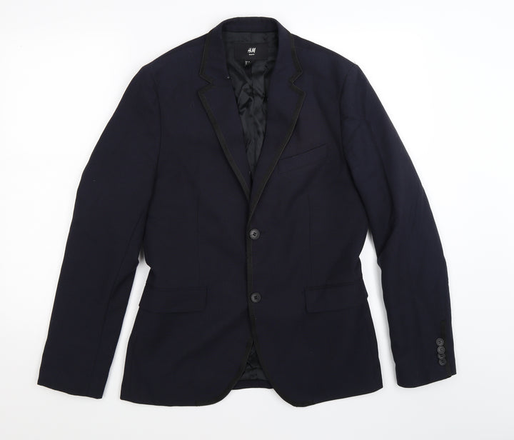 H&M Mens Blue Jacket Suit Jacket Size 38