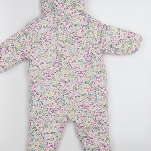 NEXT Girls Pink Flecked Corduroy Quilted Snowsuit Size 6-9 Months
