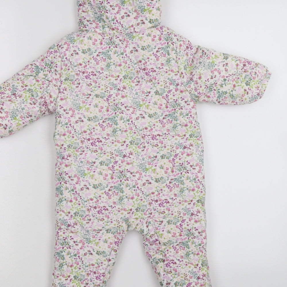 NEXT Girls Pink Flecked Corduroy Quilted Snowsuit Size 6-9 Months