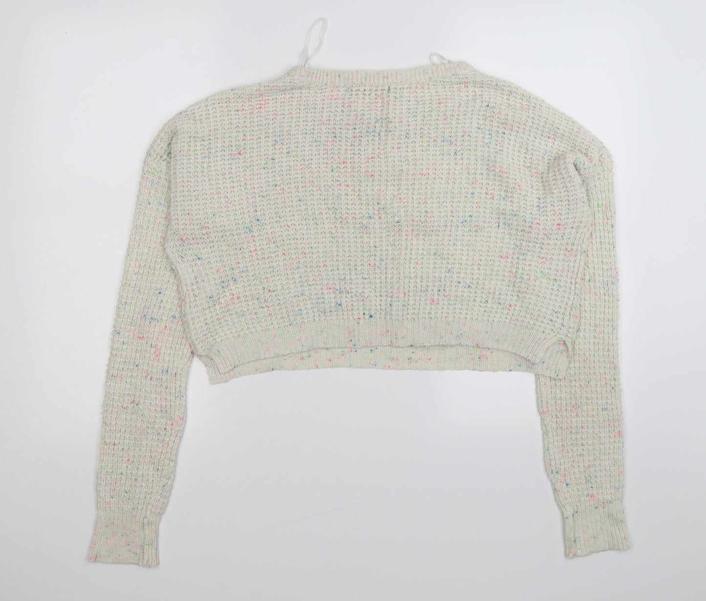 amotpshere Womens Beige Polka Dot Knit Pullover Jumper Size 8  - cropped,