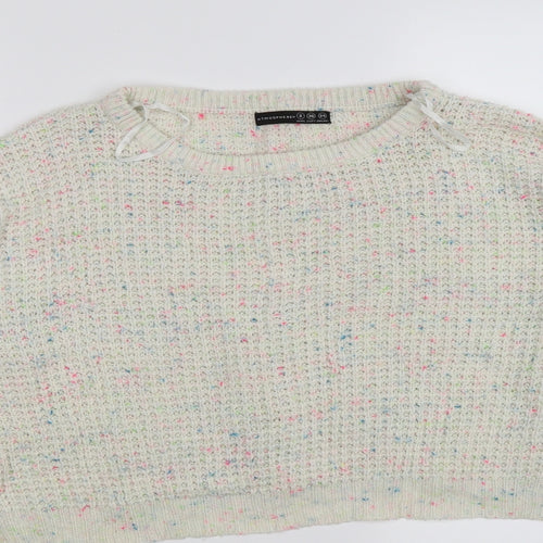 amotpshere Womens Beige Polka Dot Knit Pullover Jumper Size 8  - cropped,