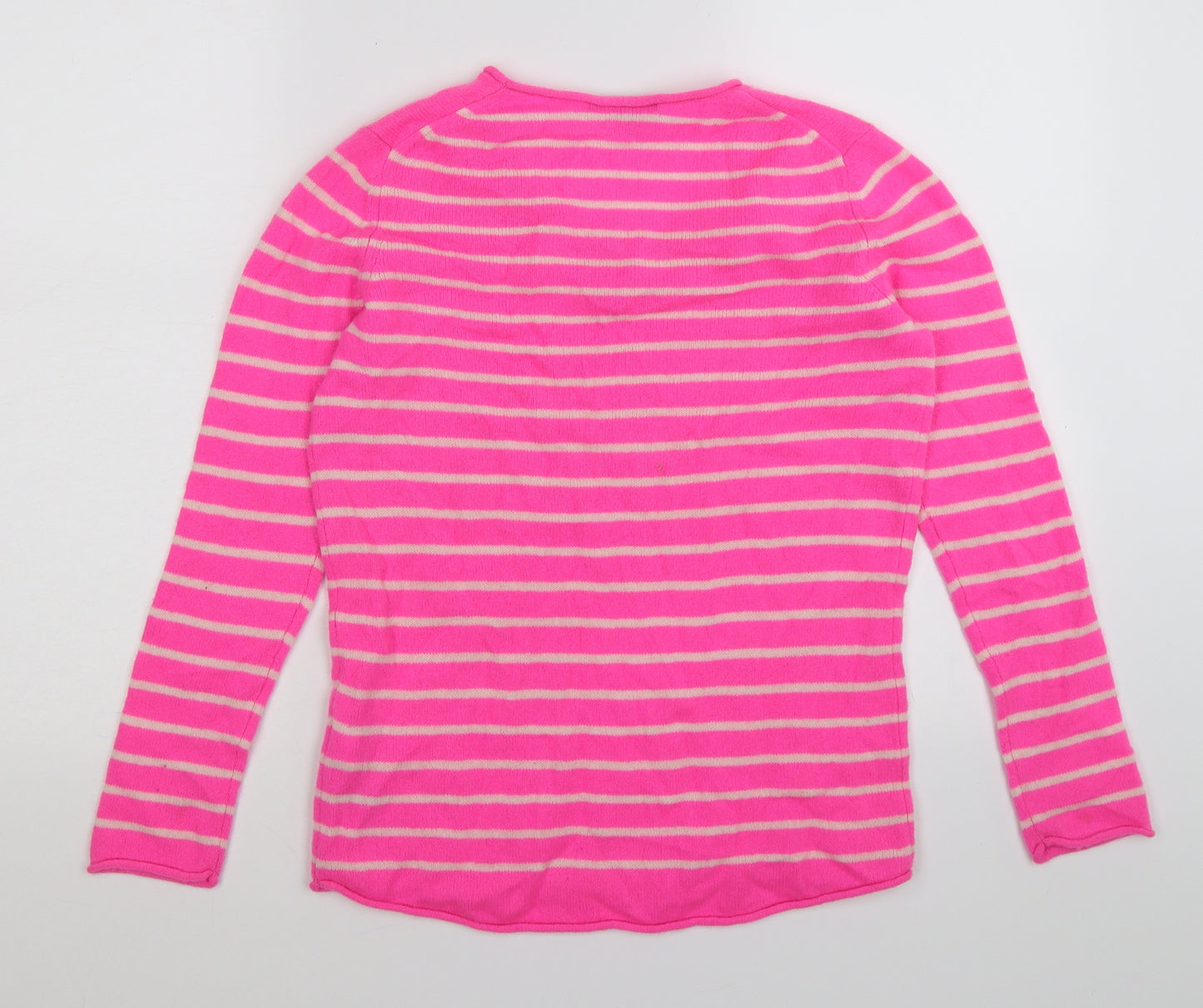 Uniqlo Womens Pink Striped Knit Pullover Jumper Size M