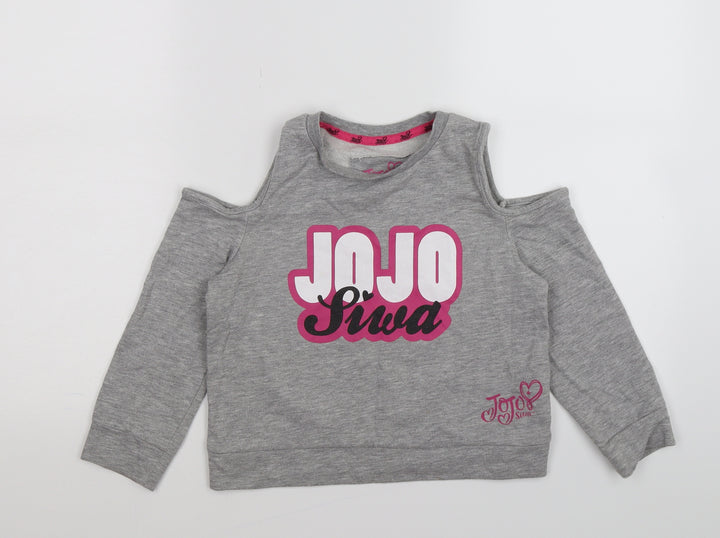Jojo Silva Girls Grey   Pullover Sweatshirt Size 8-9 Years  - cold shoulder