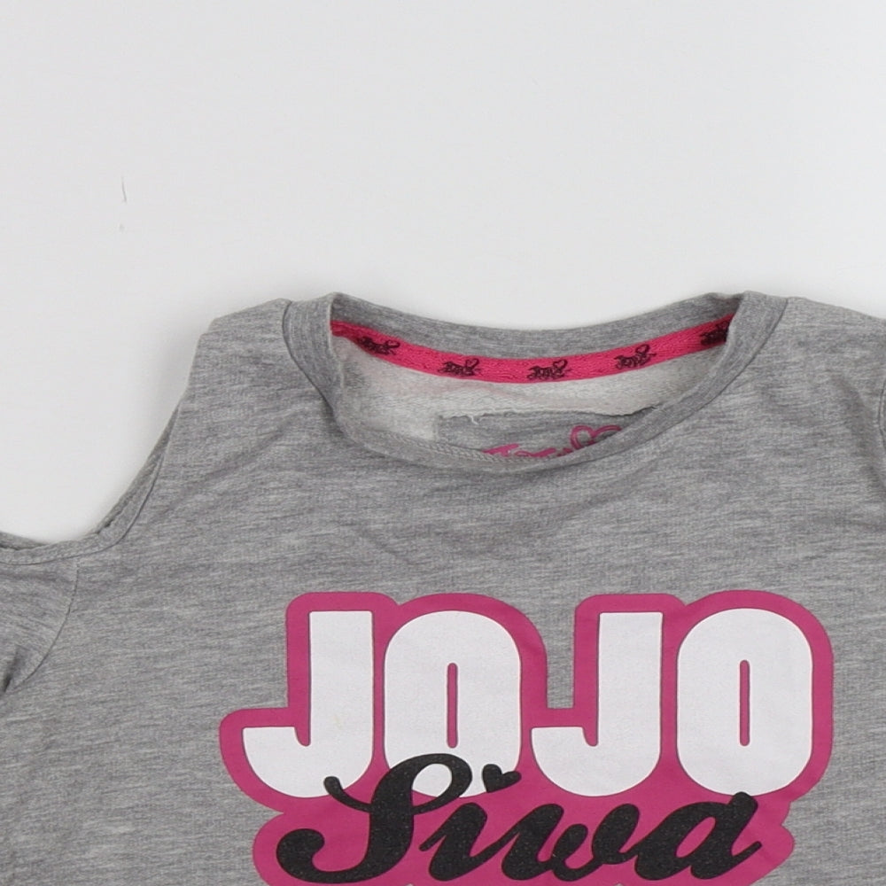 Jojo Silva Girls Grey   Pullover Sweatshirt Size 8-9 Years  - cold shoulder