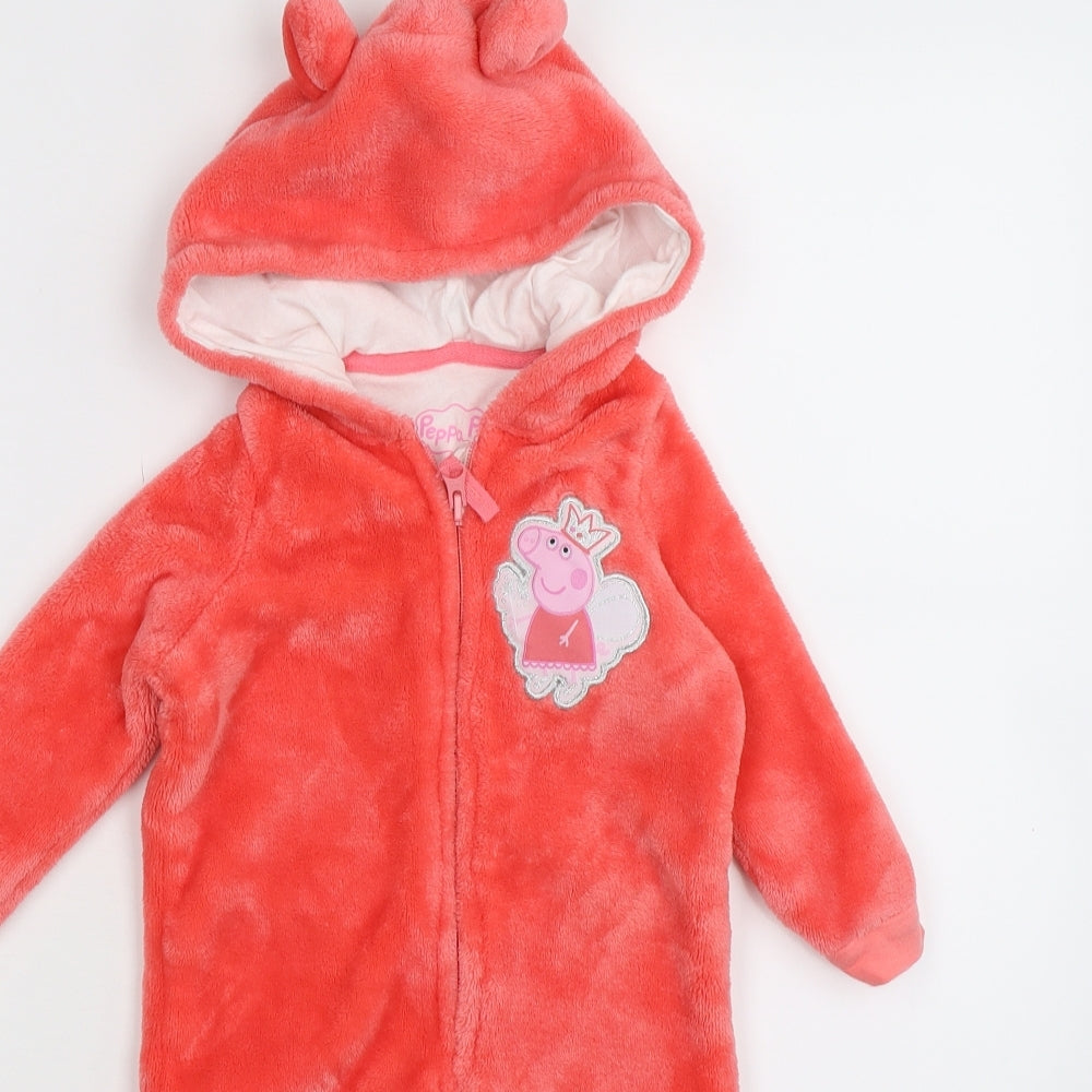 Marks and Spencer Girls Pink  Fleece Coverall One-Piece Size 12-18 Months  - Peppa Pig