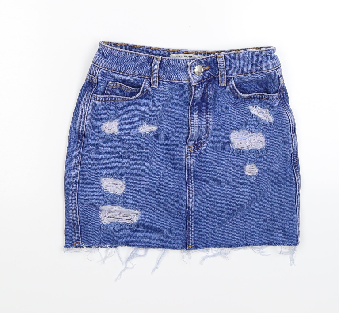 New Look Girls Blue Floral Denim Straight & Pencil Skirt Size 10 Years