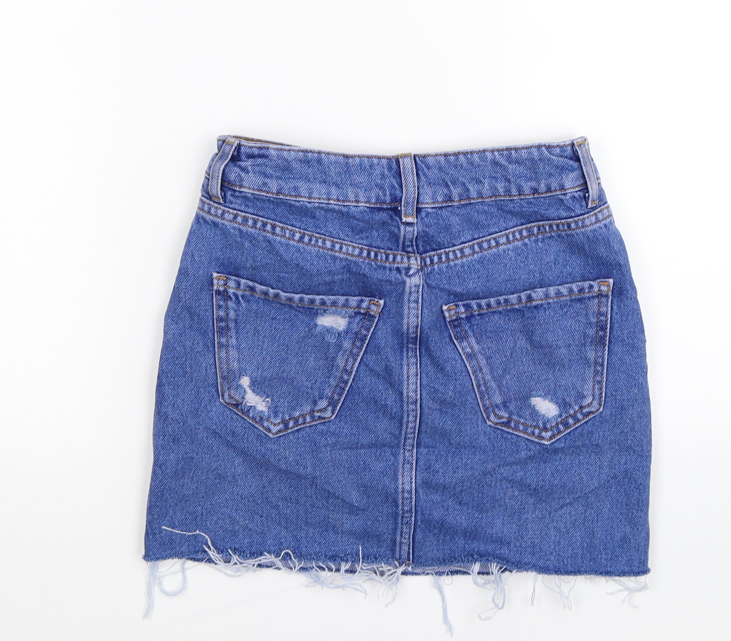 New Look Girls Blue Floral Denim Straight & Pencil Skirt Size 10 Years