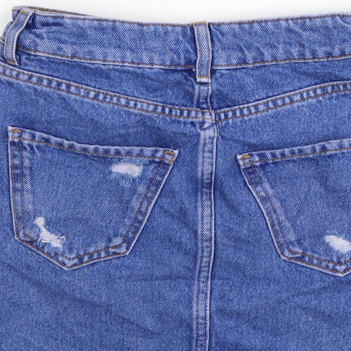 New Look Girls Blue Floral Denim Straight & Pencil Skirt Size 10 Years