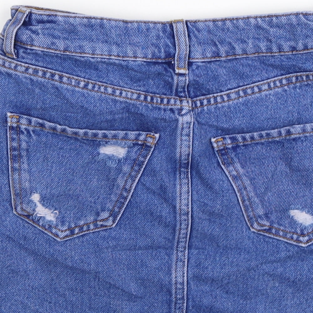 New Look Girls Blue Floral Denim Straight & Pencil Skirt Size 10 Years