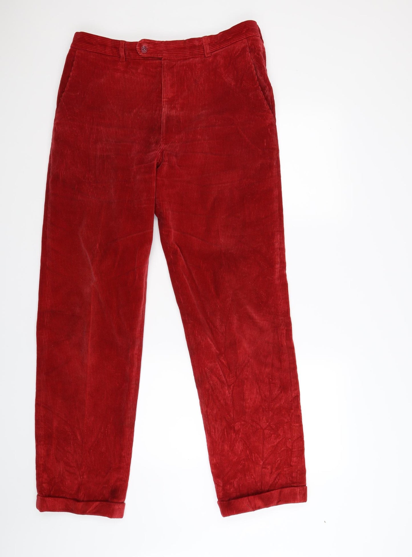 House of Bruar Mens Red Striped Corduroy Trousers  Size 36 L32 in