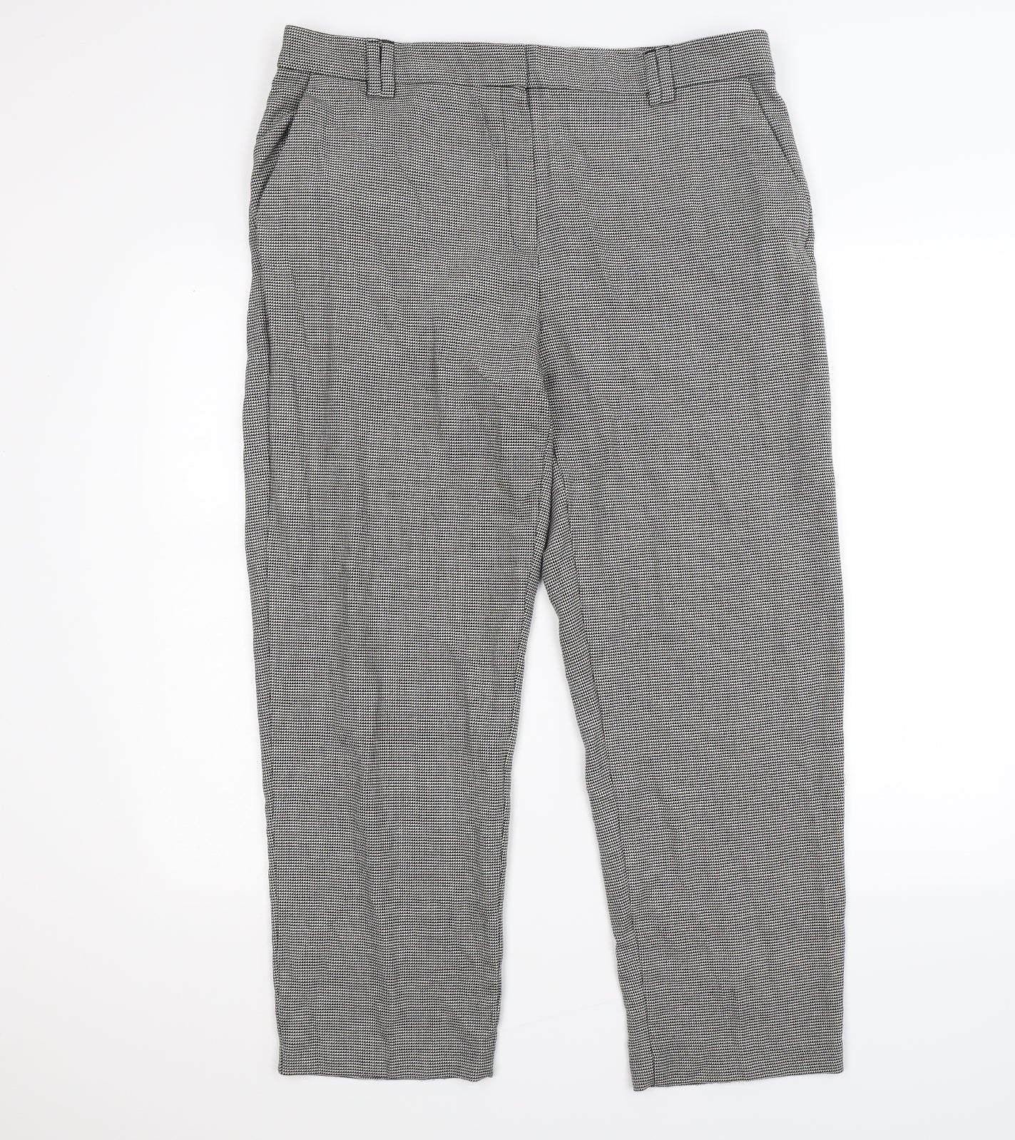 Marks and Spencer Womens Grey Check  Trousers  Size 14 L26 in