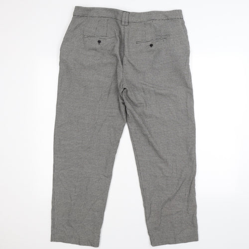 Marks and Spencer Womens Grey Check  Trousers  Size 14 L26 in