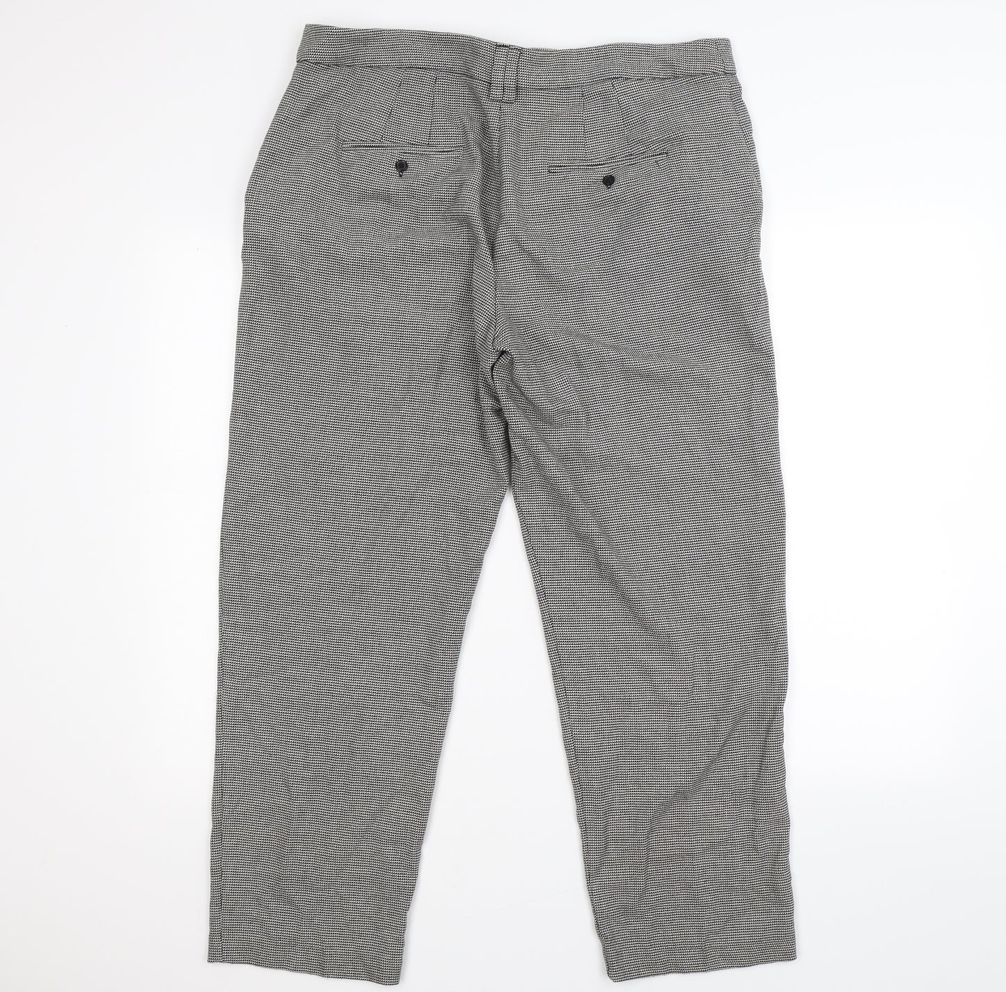 Marks and Spencer Womens Grey Check  Trousers  Size 14 L26 in