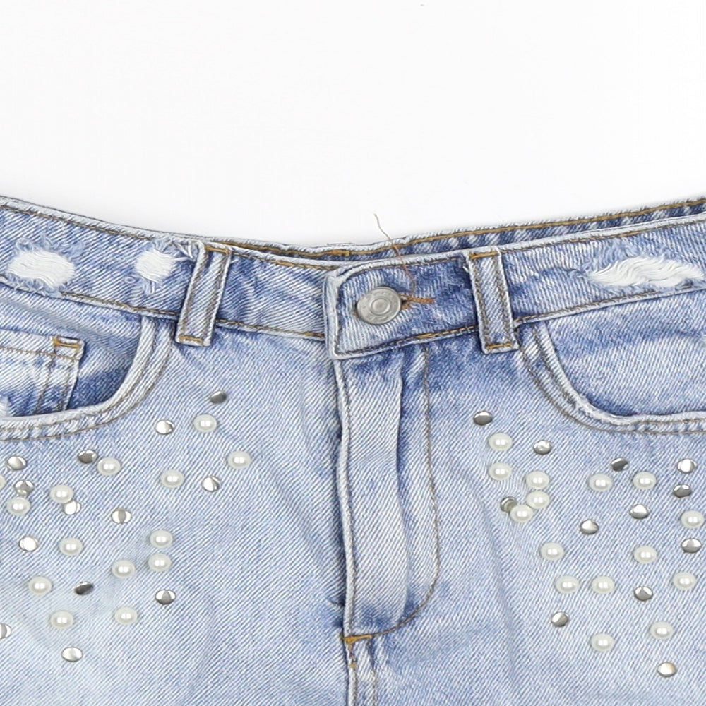 denim co Womens Blue  Denim Hot Pants Shorts Size 8 - pearls