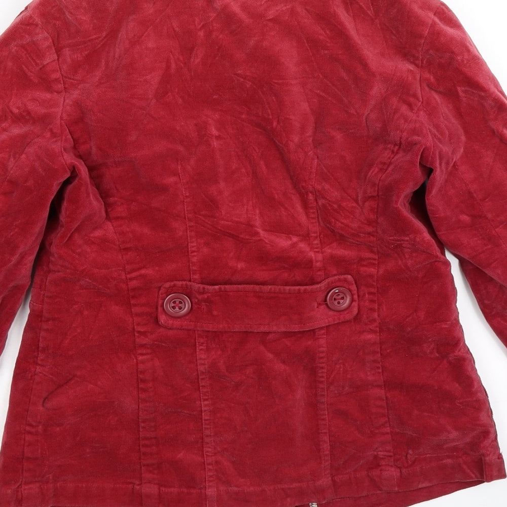 White Stuff Womens Red  Velour Jacket  Size 8