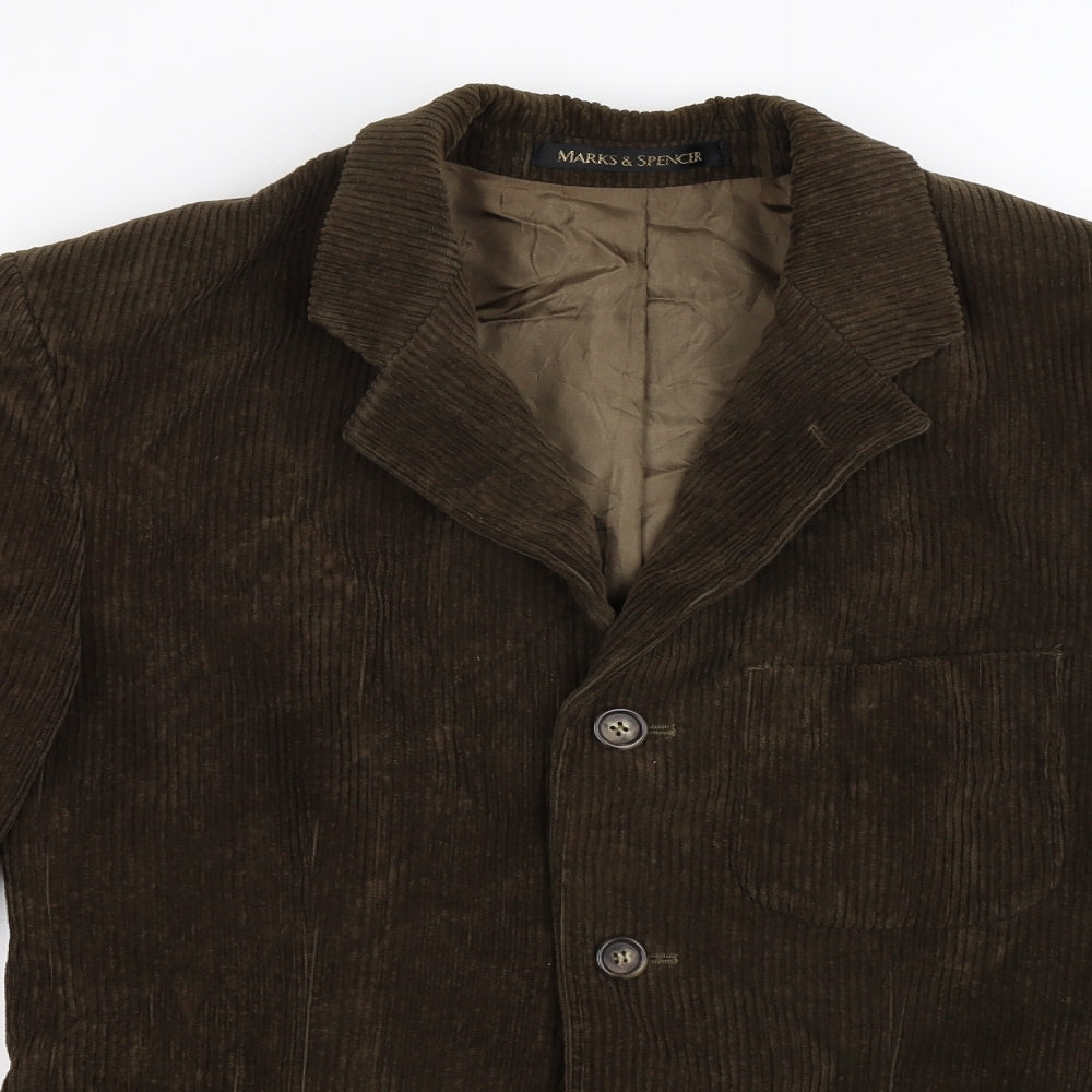 Marks and Spencer Mens Brown Striped Corduroy Jacket Blazer Size 38