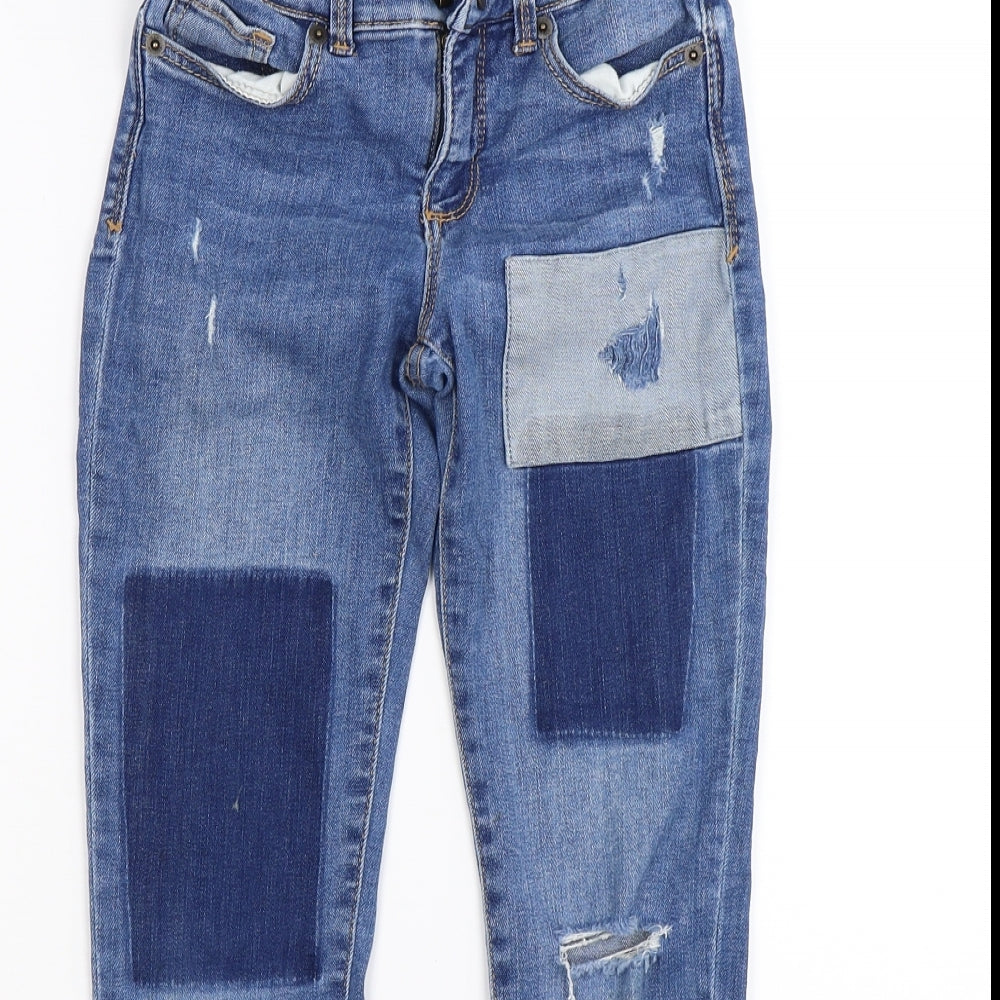 Gap Boys Blue Patchwork Denim Skinny Jeans Size 8 Years