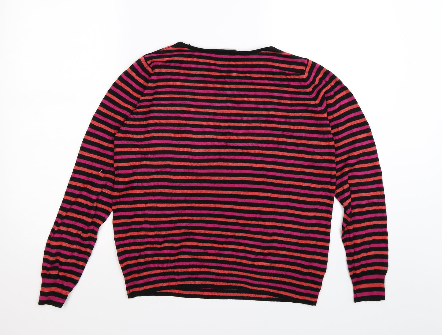 Marks and Spencer Womens Pink Striped Knit Pullover Jumper Size 10