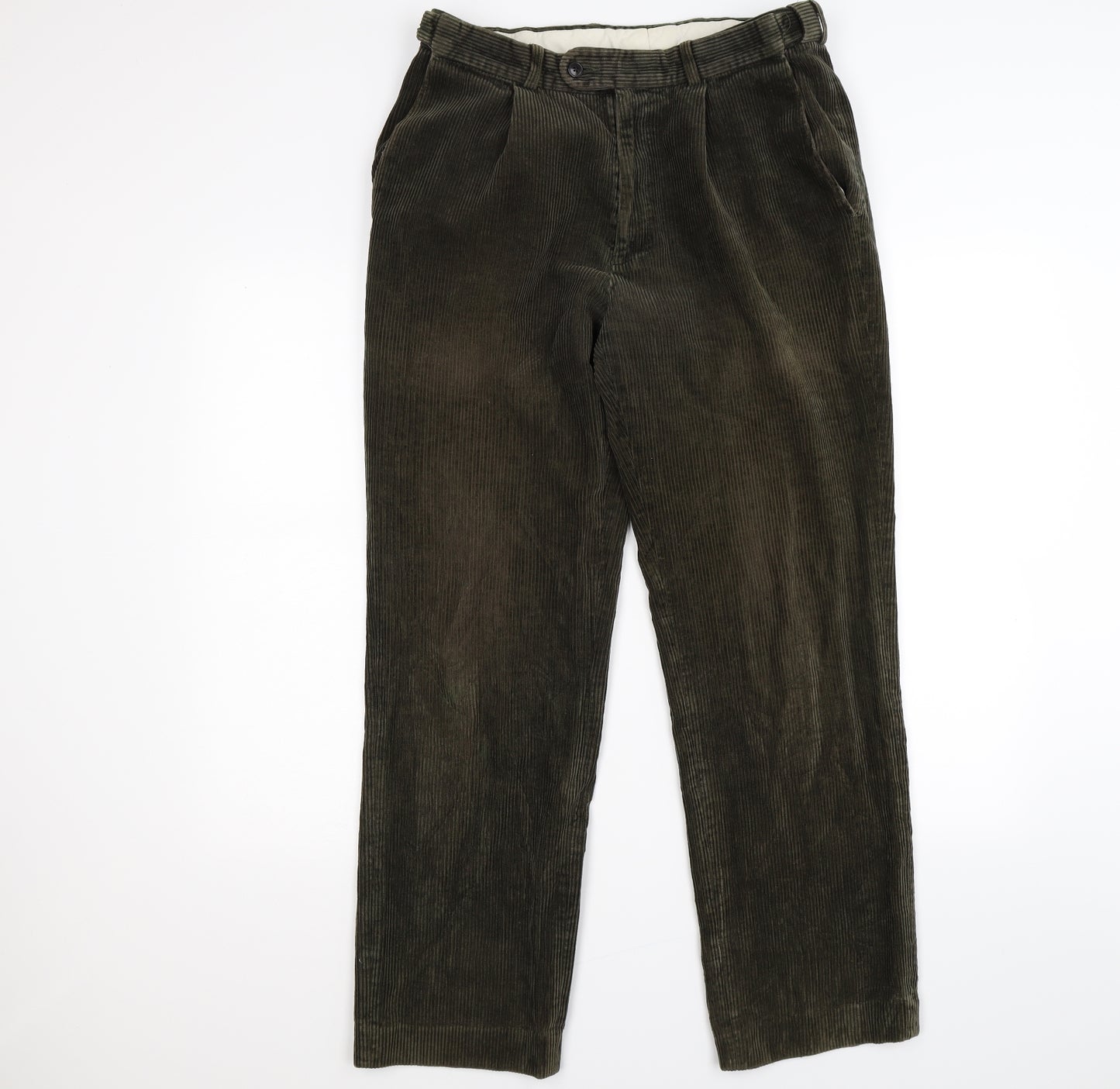 zantos Mens Green Striped Corduroy Straight Jeans Size 32 L32 in