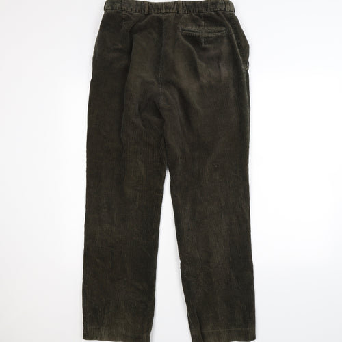 zantos Mens Green Striped Corduroy Straight Jeans Size 32 L32 in