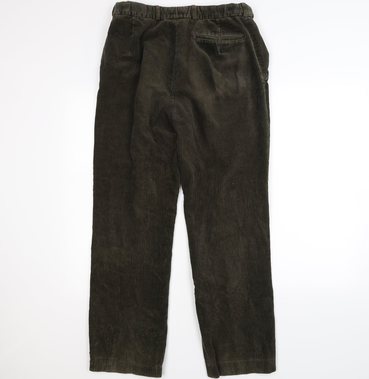 zantos Mens Green Striped Corduroy Straight Jeans Size 32 L32 in