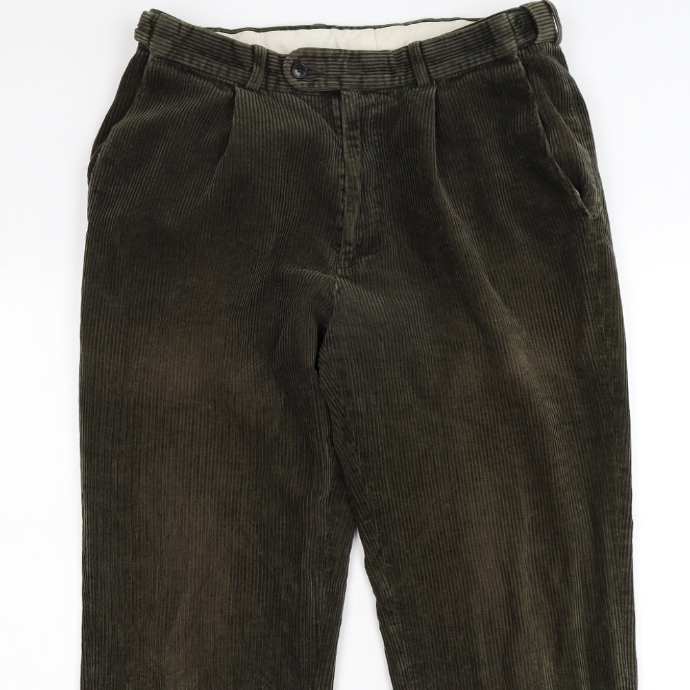 zantos Mens Green Striped Corduroy Straight Jeans Size 32 L32 in