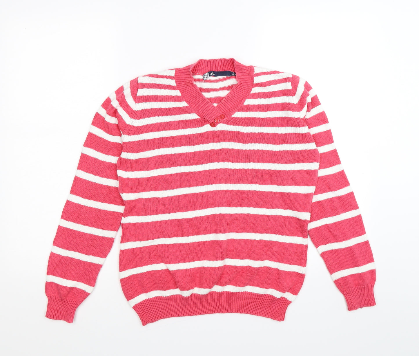 isle Womens Pink Striped Knit Pullover Jumper Size S