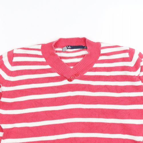 isle Womens Pink Striped Knit Pullover Jumper Size S