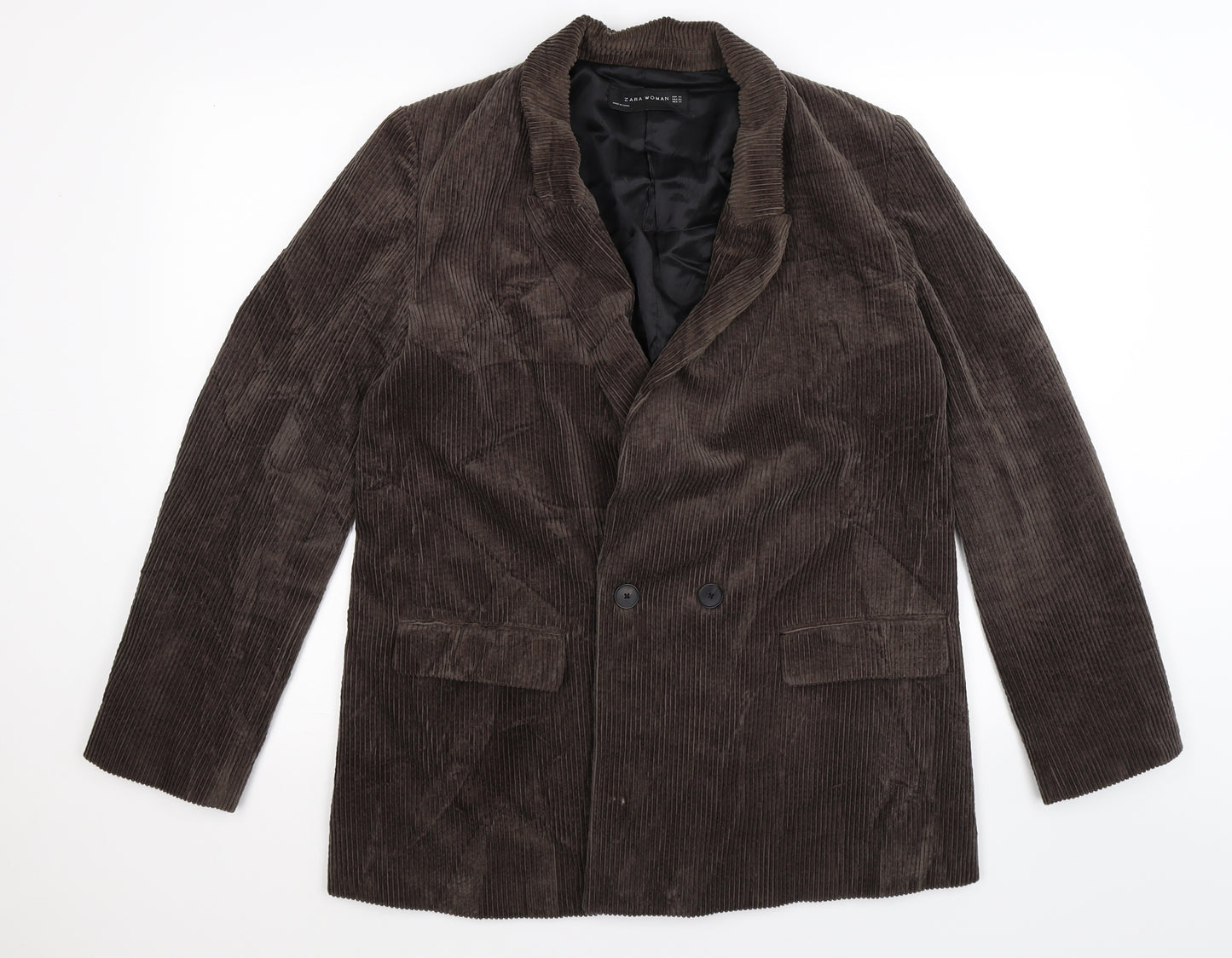 Zara Womens Brown Striped Corduroy Jacket Blazer Size XL