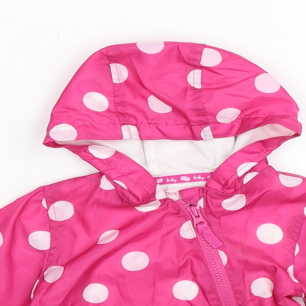 TU Girls Pink Polka Dot  Rain Coat Coat Size 6-9 Months