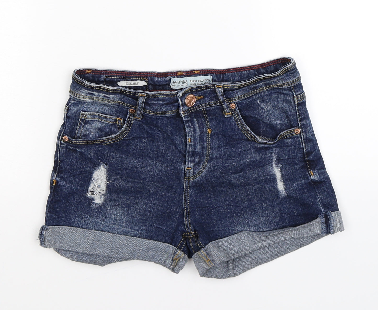 Bershka Womens Blue  Denim Hot Pants Shorts Size 6