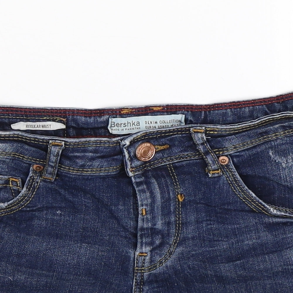 Bershka Womens Blue  Denim Hot Pants Shorts Size 6