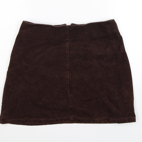 Preworn Womens Brown Striped Corduroy A-Line Skirt Size M