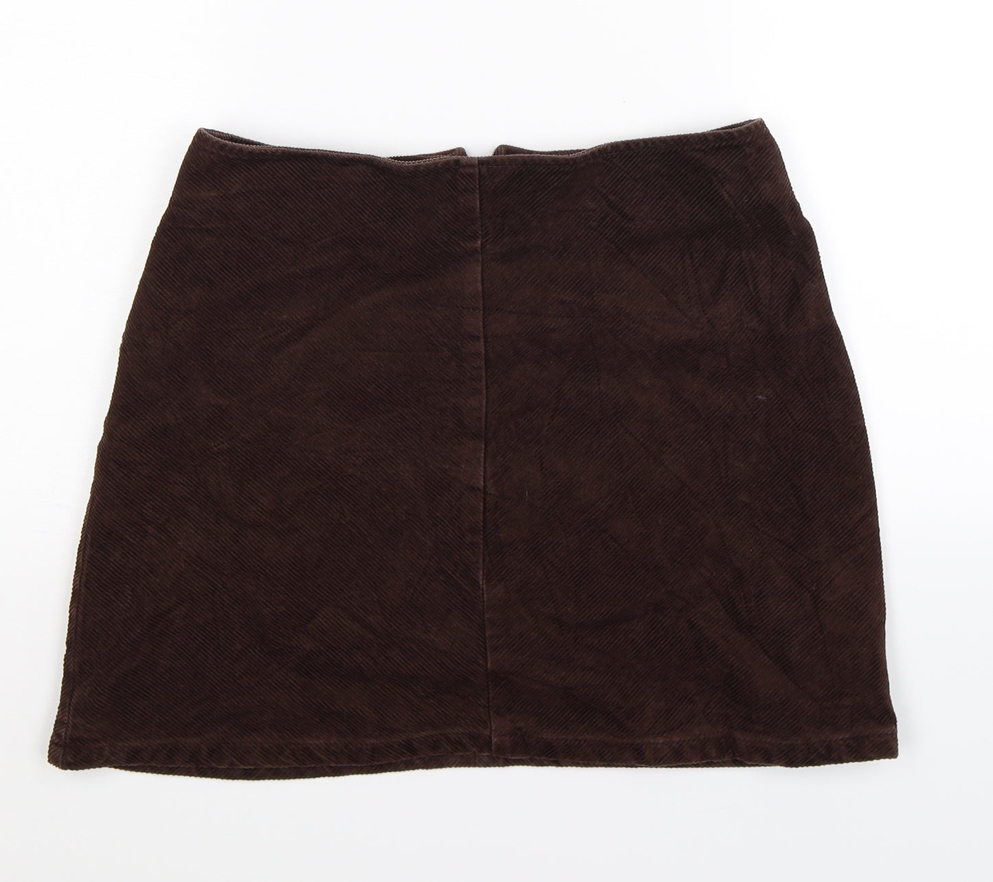 Preworn Womens Brown Striped Corduroy A-Line Skirt Size M