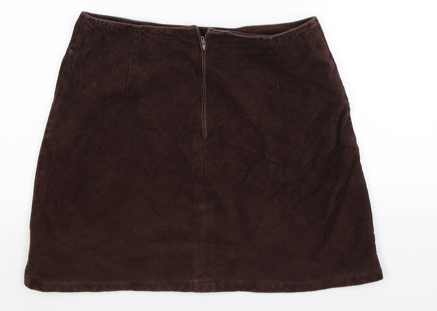 Preworn Womens Brown Striped Corduroy A-Line Skirt Size M