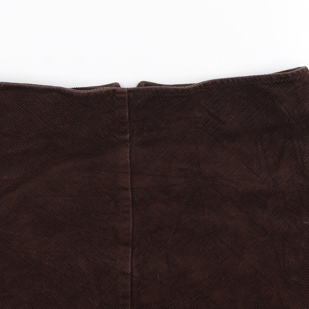 Preworn Womens Brown Striped Corduroy A-Line Skirt Size M