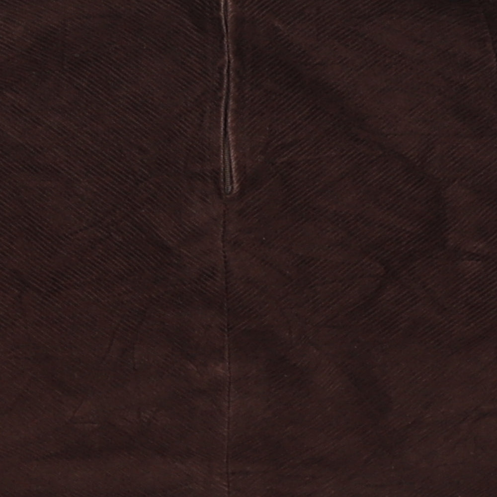 Preworn Womens Brown Striped Corduroy A-Line Skirt Size M