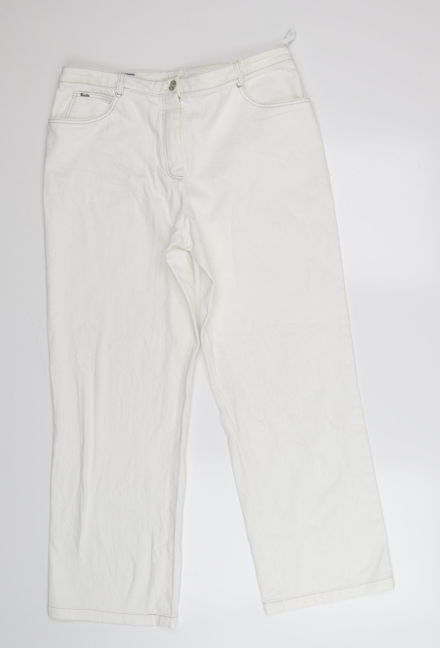 baisler Womens White  Denim Straight Jeans Size 14 L22 in
