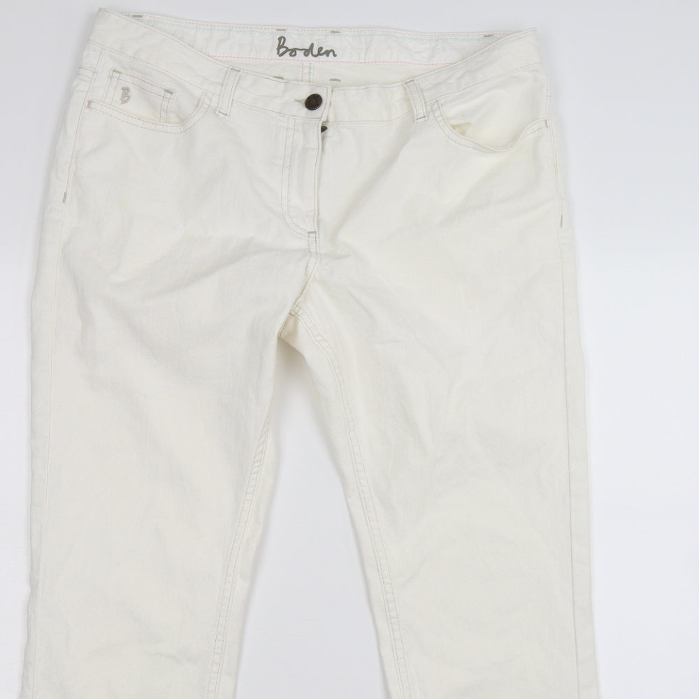 Boden Womens White  Denim Bootcut Jeans Size 14 L30 in