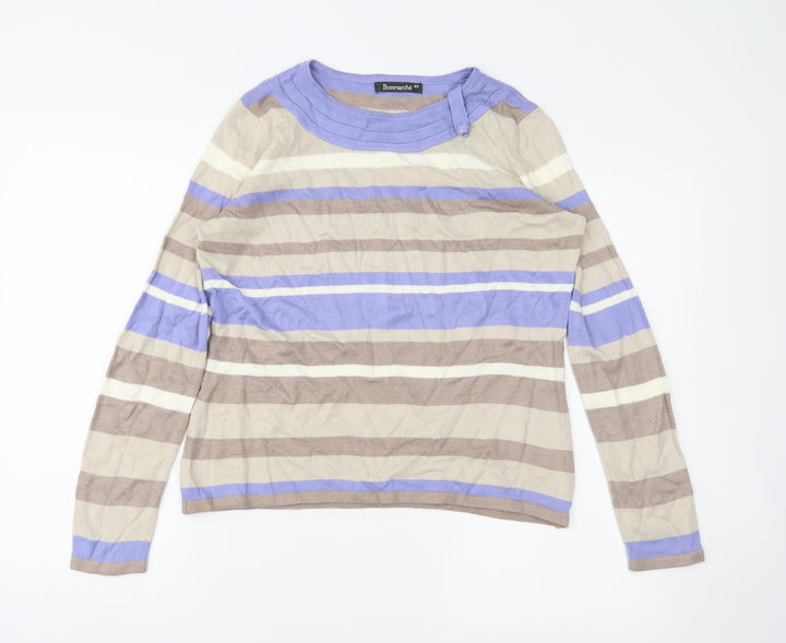 Bonmarché Womens Brown Striped Pullover Jumper Size XS