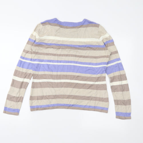 Bonmarché Womens Brown Striped  Pullover Jumper Size XS