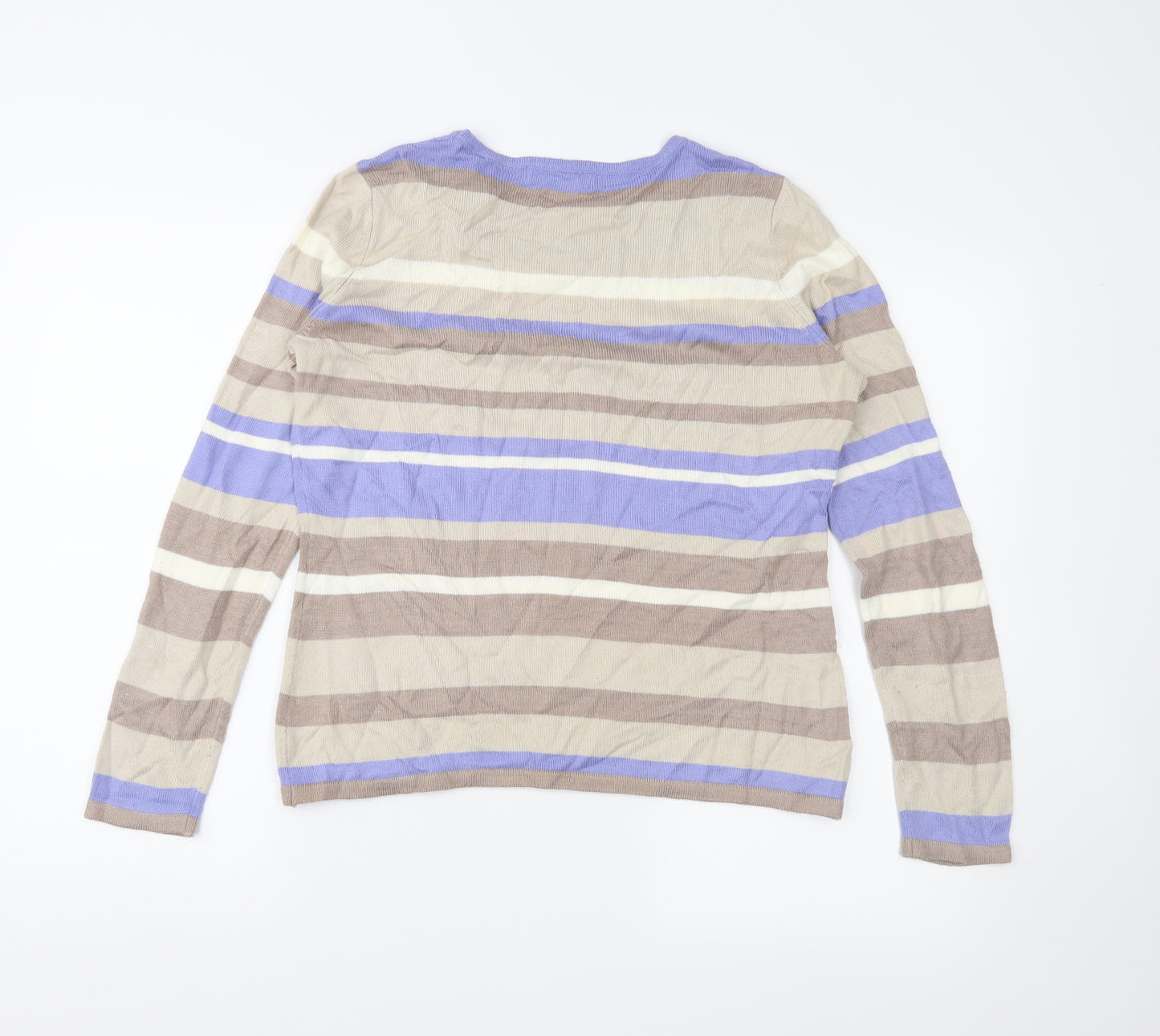 Bonmarché Womens Brown Striped  Pullover Jumper Size XS