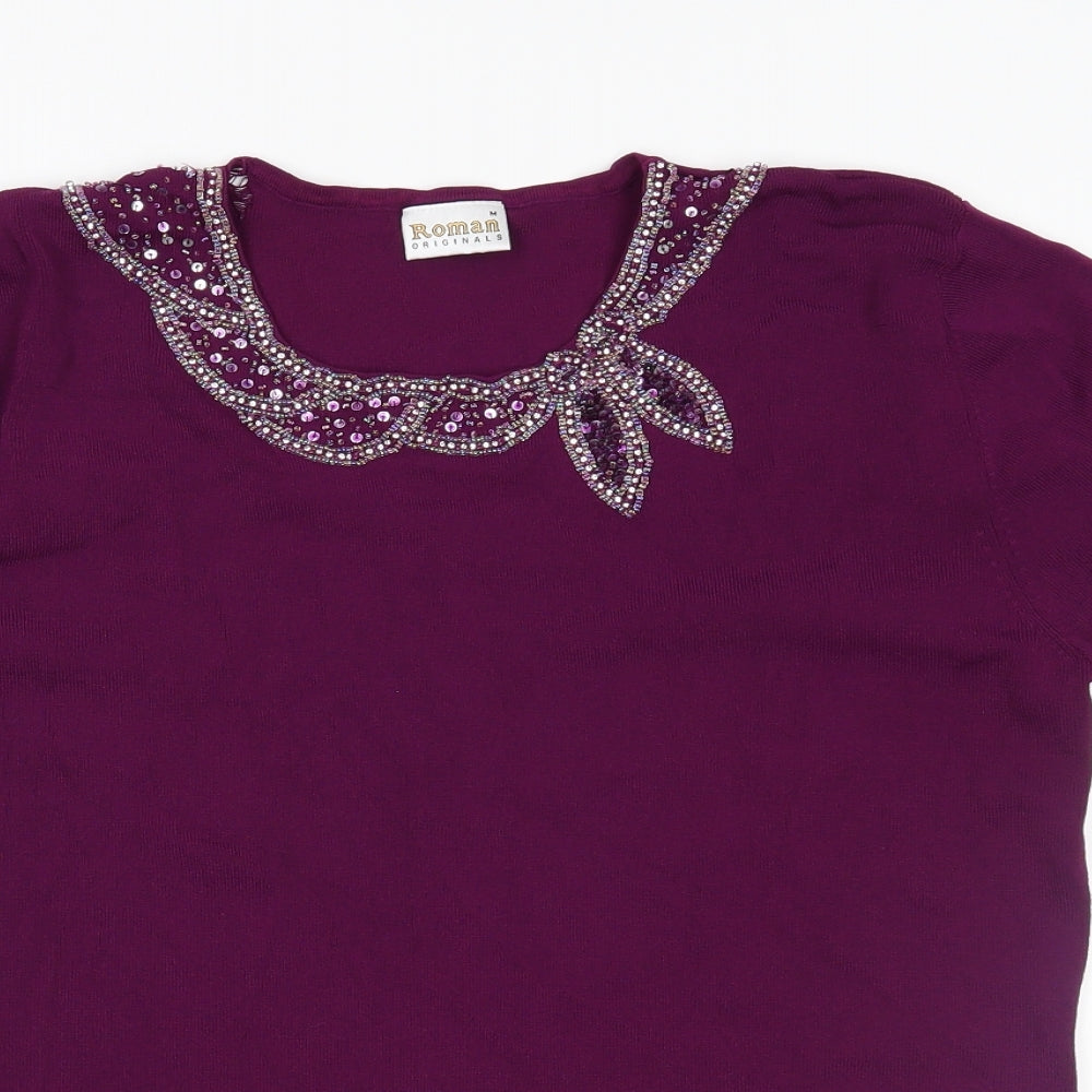 Roman Womens Purple   Basic T-Shirt Size M