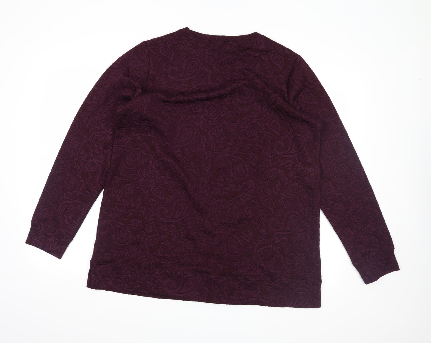 Landsend Womens Purple Floral  Pullover Sweatshirt Size L