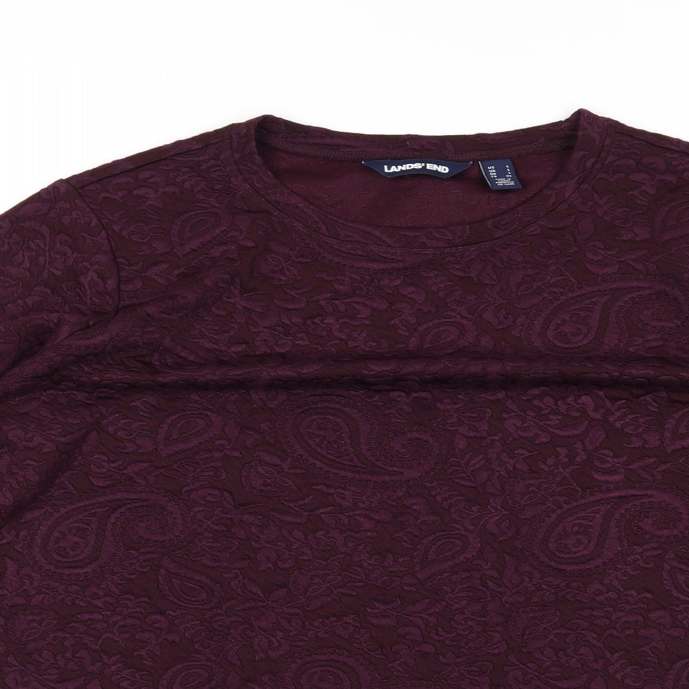 Landsend Womens Purple Floral  Pullover Sweatshirt Size L